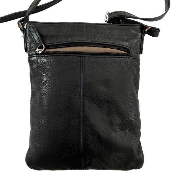 Margot BAG Split Pocket Crossbody Bag Green Pebbled Leather Back Zippered Pocket - Picture 4 of 6